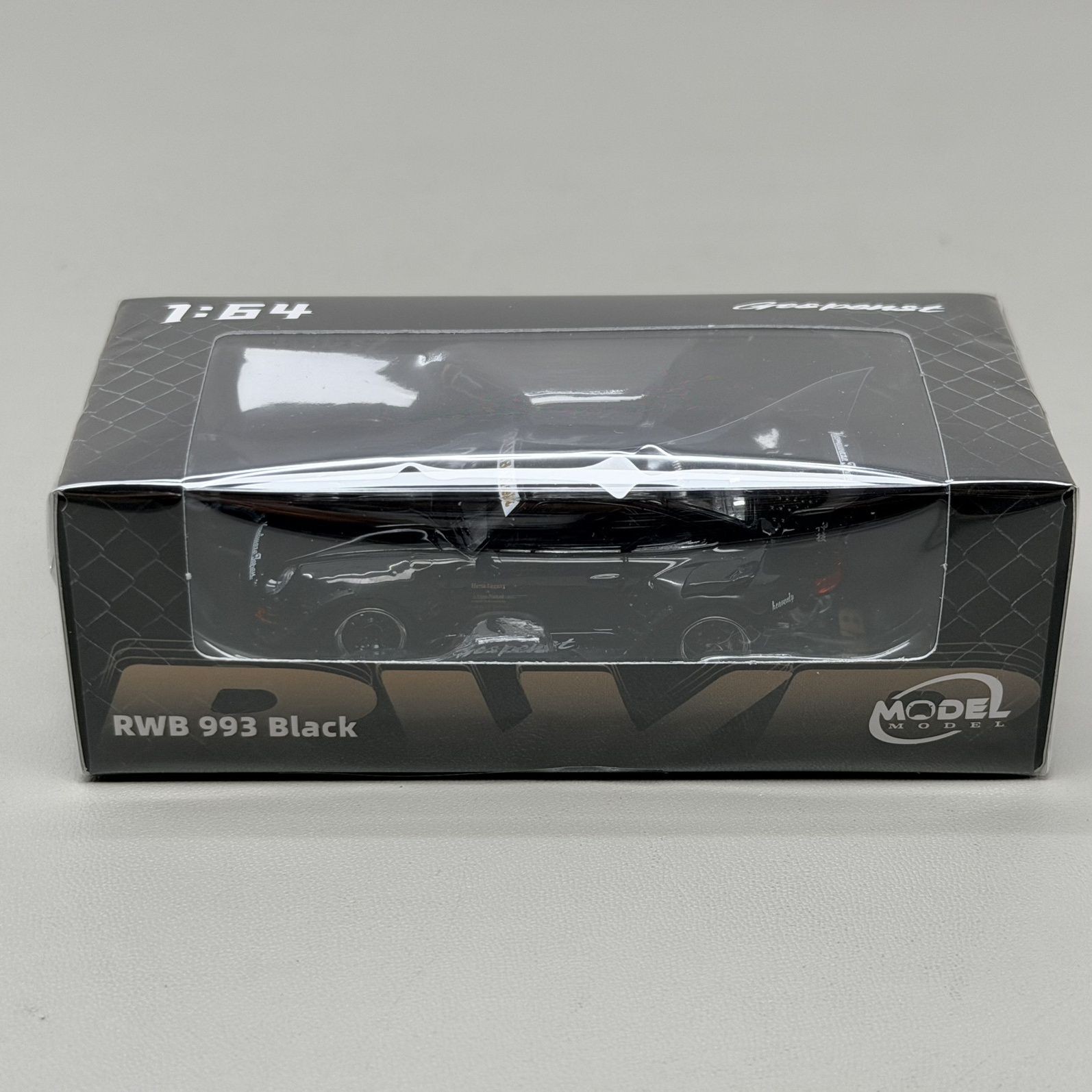 Model Model 1:64 RWB 993 Porsche Widebody Black Green Diecast Car Acrylic Box