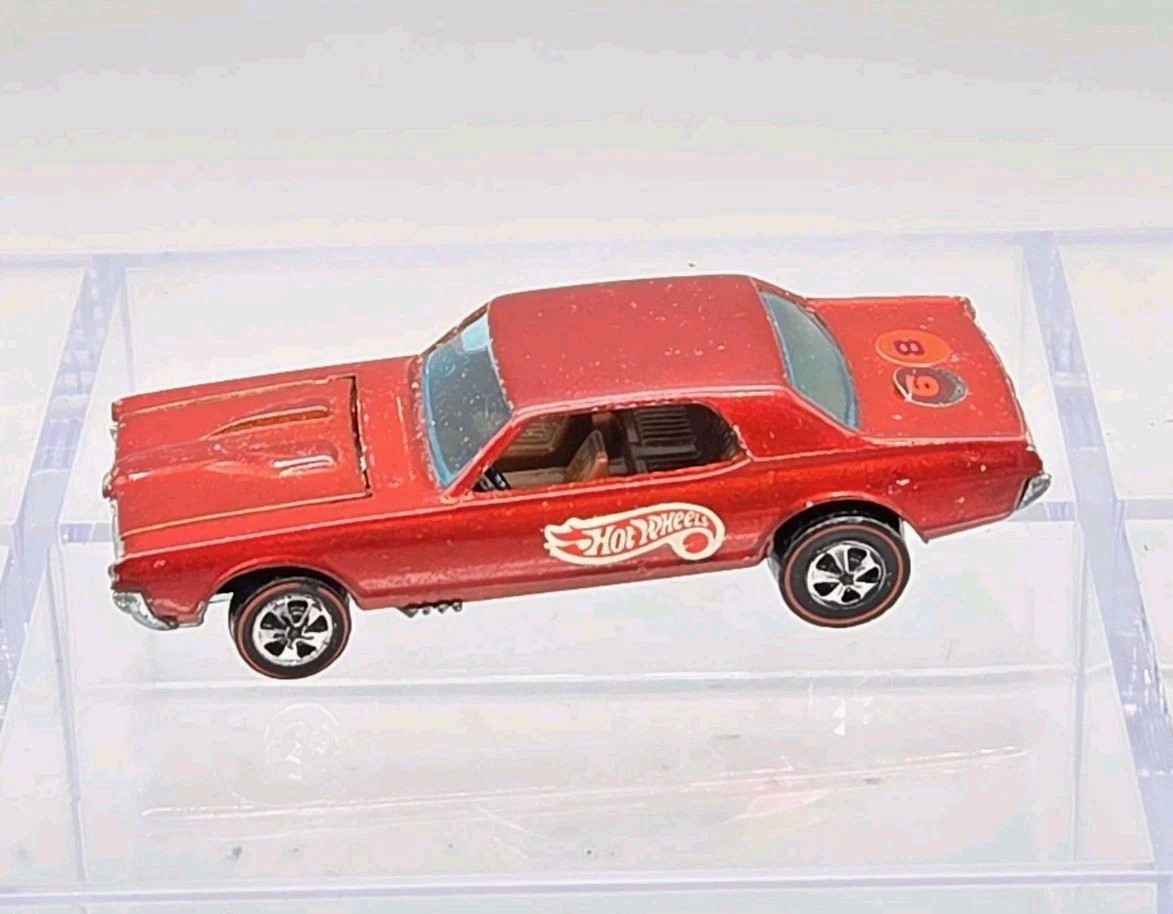 Hot Wheels Redline 1967 Orange Mercury Custom Cougar Brown Int Hong Kong