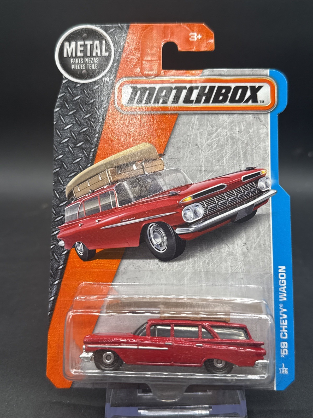 2016 Matchbox 59 CHEVY WAGON red w boat 1/125 check it out very nice