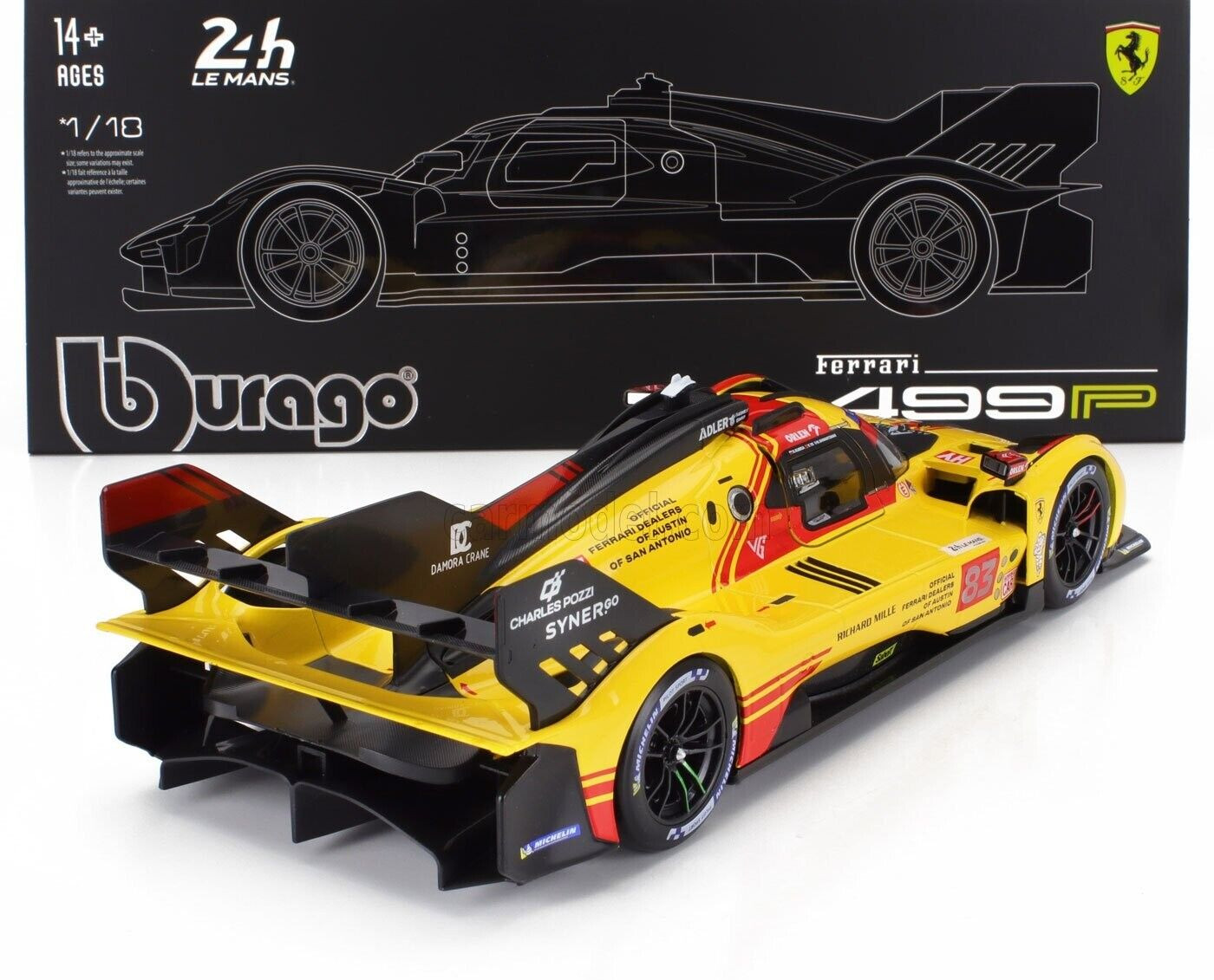 Bburago Ferrari 499P 3.0L #83 AF Corse Winner 2025 24hr Le Mans 1:18 W/ DISPLAY