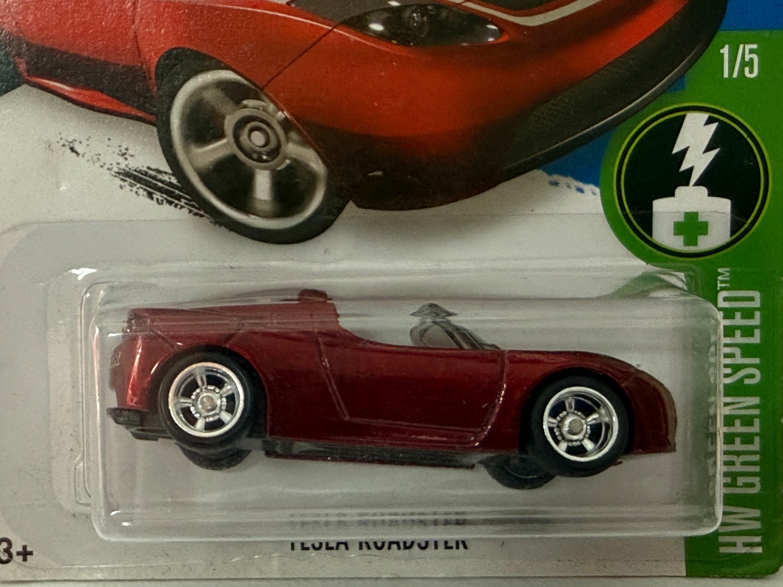 2016 HOT WHEELS SUPER TREASURE HUNT 1/5 HW GREEN SPEED TESLA ROADSTER 1:64