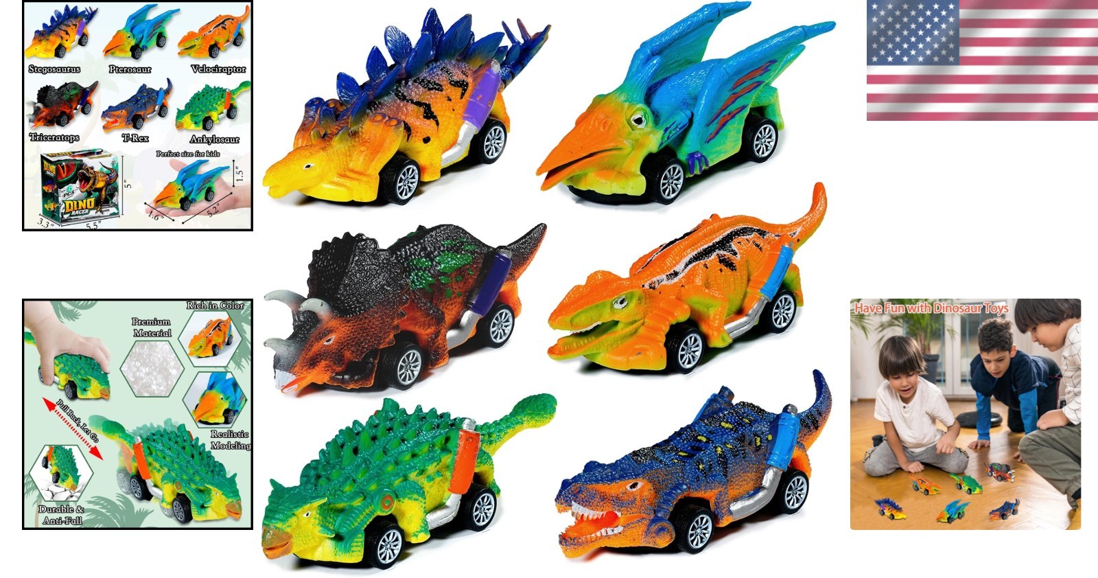 Exciting 6-Pack Dinosaur Toy Cars for Kids – Perfect Gift Set for Toddler Fun