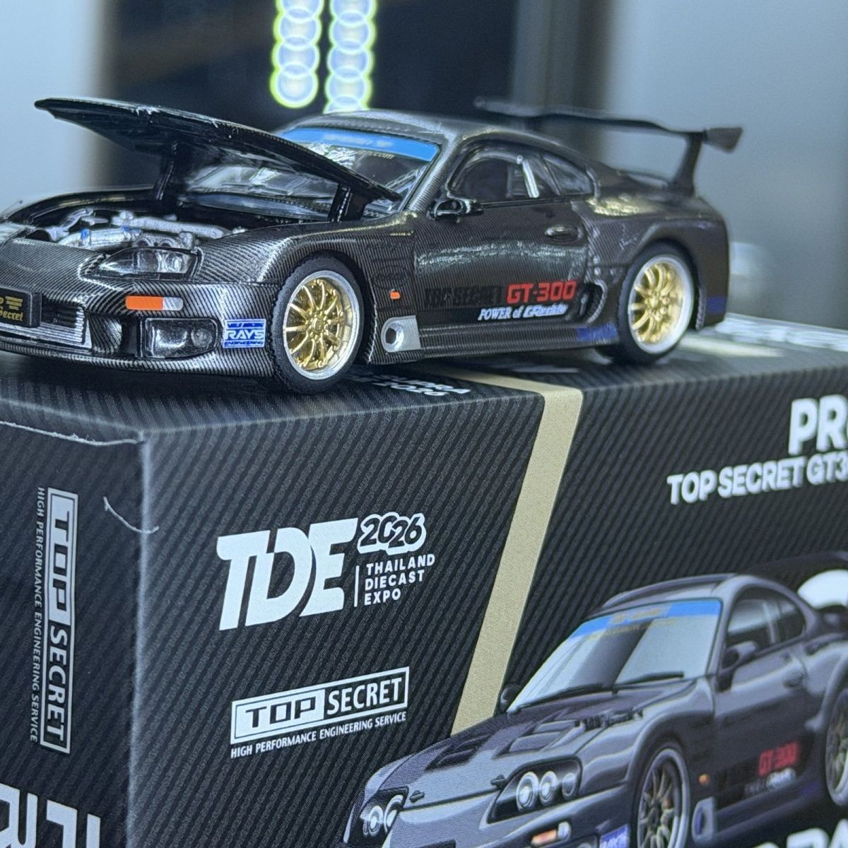 POP RACE 1/64 Supra A80 TopSecret Carbon Edition Thailand Expo Replica Menu