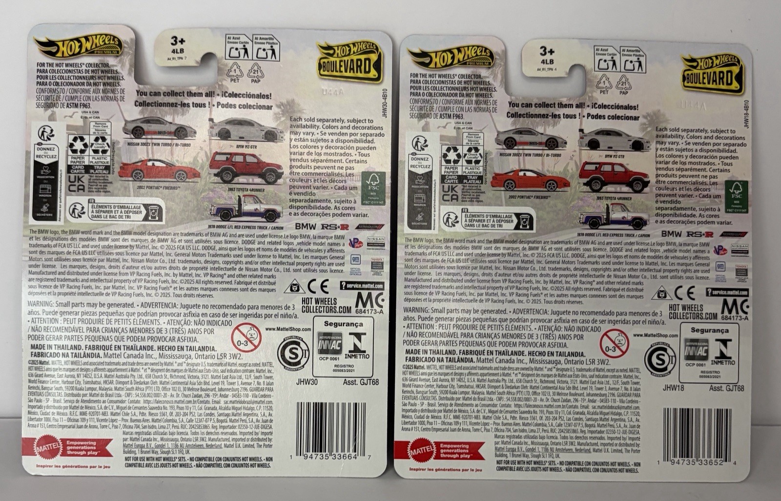 2026 Hot Wheels Boulevard 1993 Toyota 4Runner #144 Red & BMW M3 GTR #142 Gray