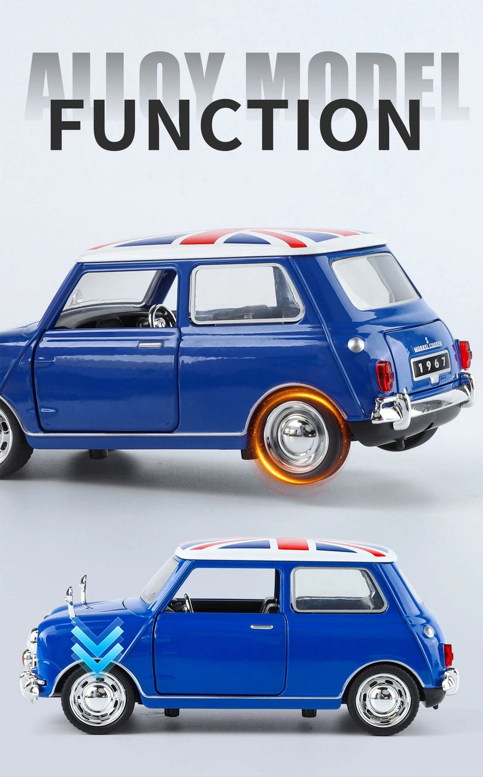 1:32 Morris Mini Cooper S Alloy Classic Sports Car Model Diecast Metal Track Rac