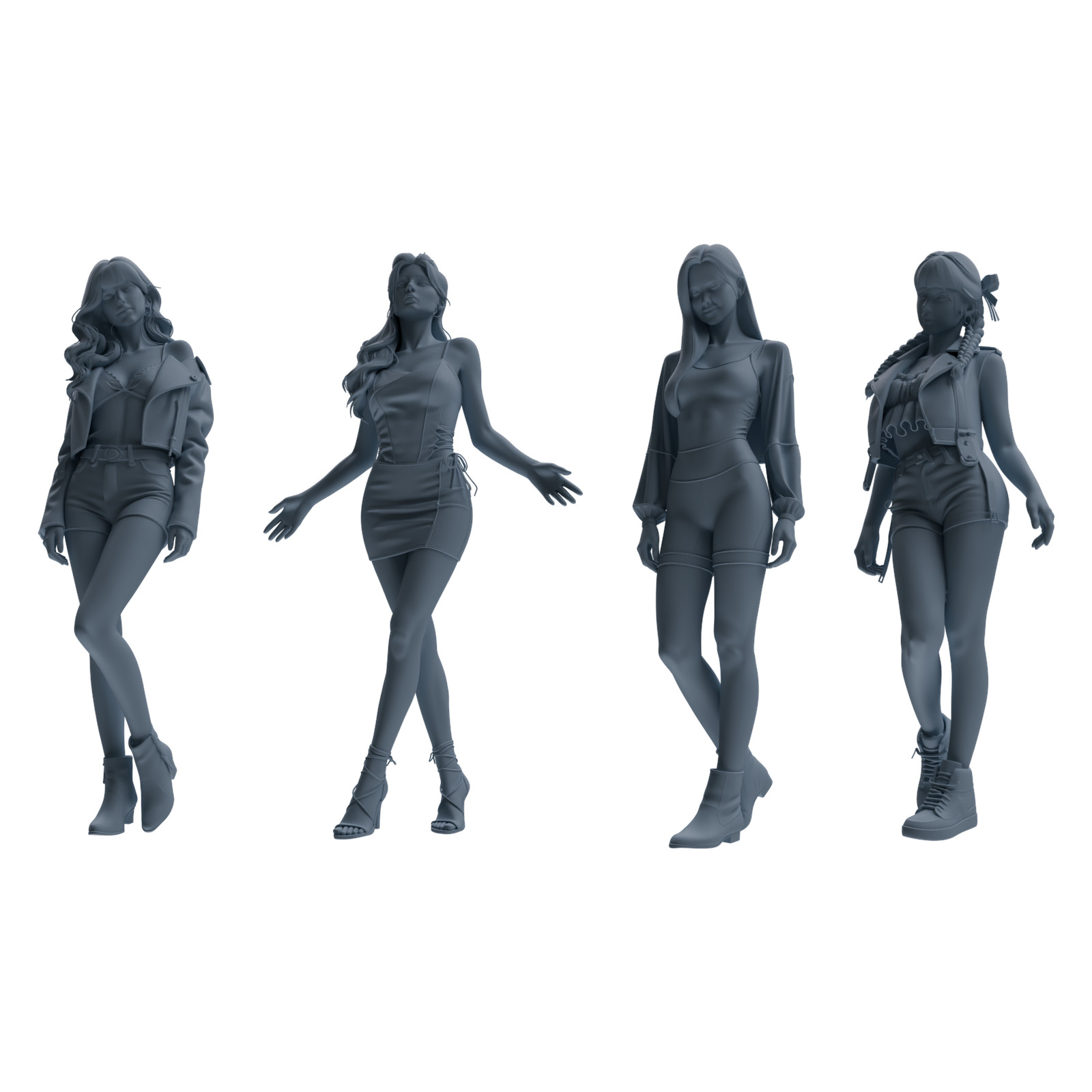 MRY-SFW 1/64/87/160 Fashion Girl Figure Modern HO N Scale Miniature Diorama