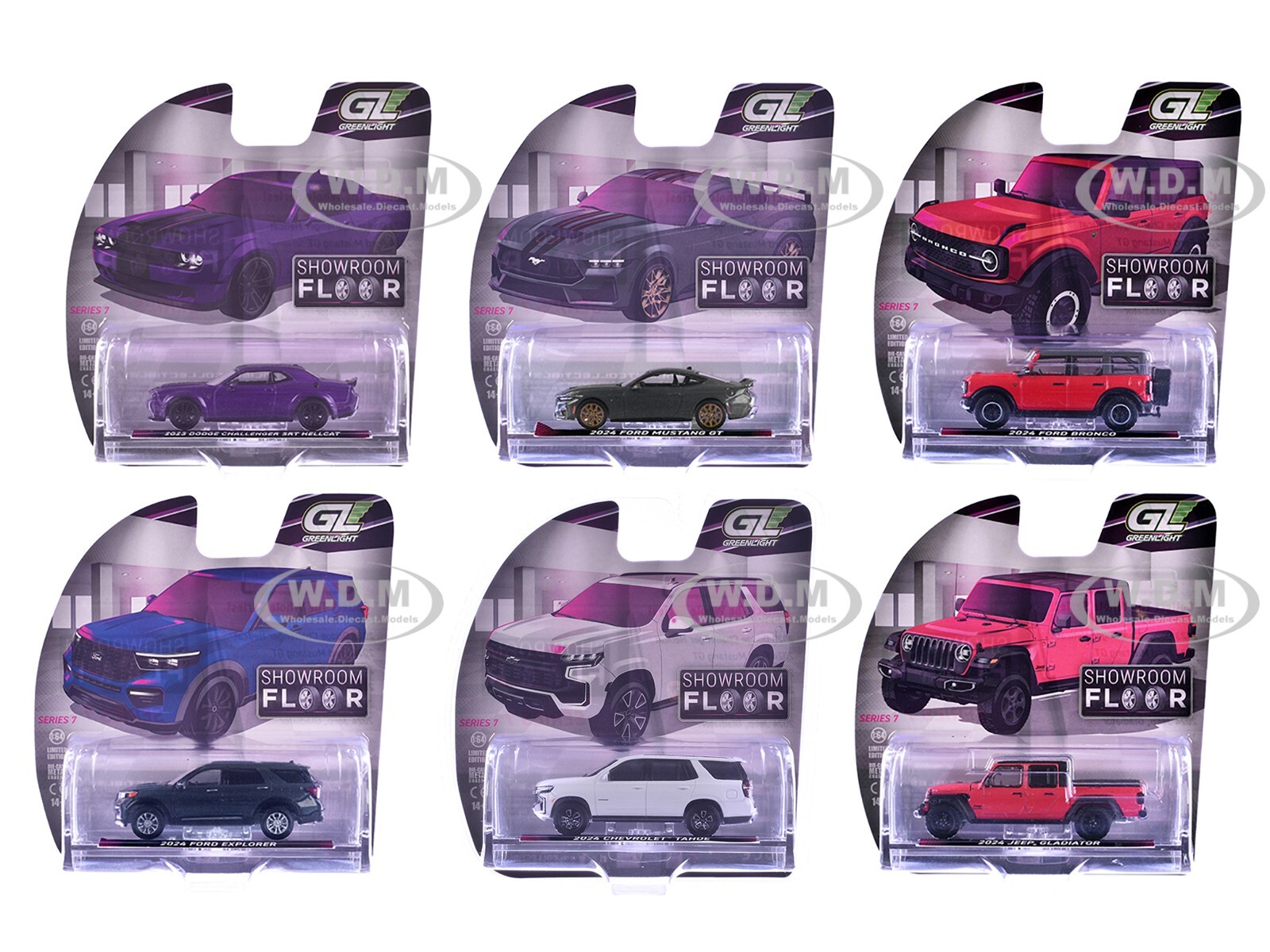 SHOWROOM FLOOR SERIES 7 SET OF 6 CARS 1/64 DIECAST MODELS BY GREENLIGHT 68070