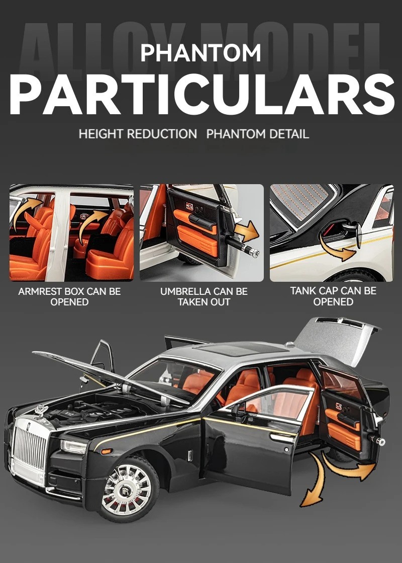 1:18 Rolls-Royce Phantom Car Alloy Model Diecast Model Collection Kids Gift