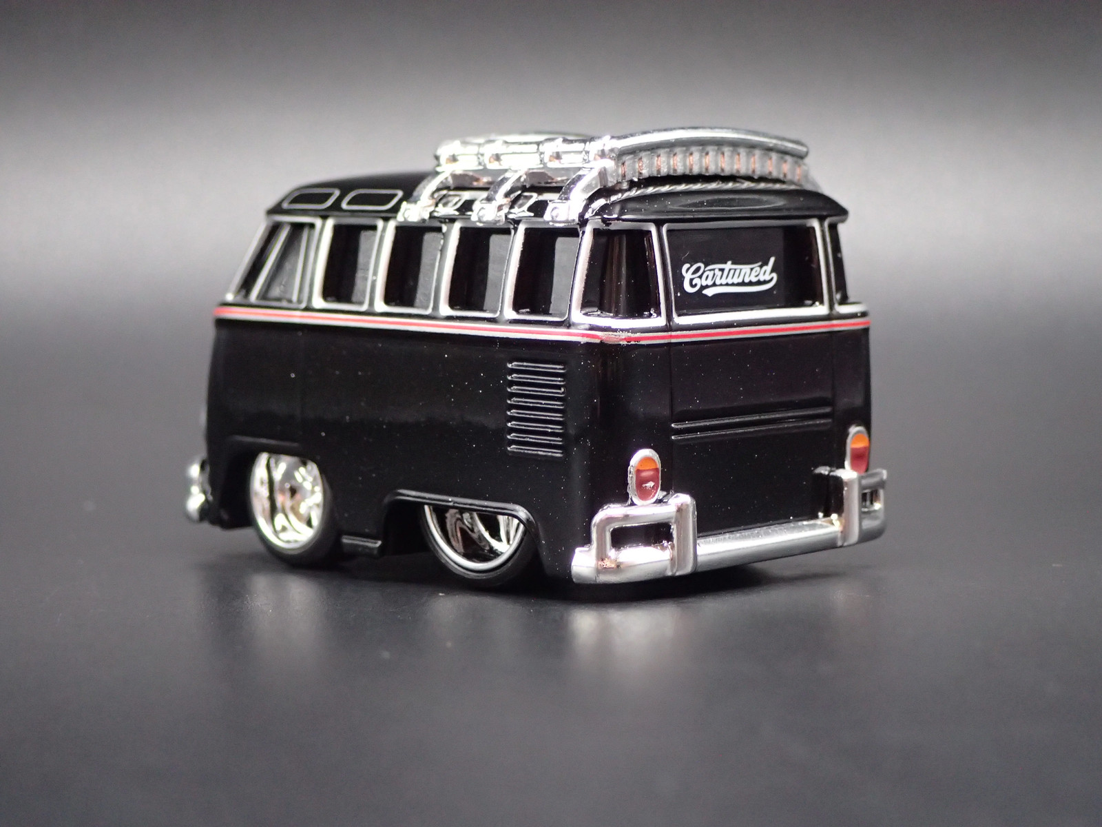 VW TYPE 2 T1 BUS CAR TUNED BLACK 1:64 SCALE DIORAMA DIECAST MODEL CAR