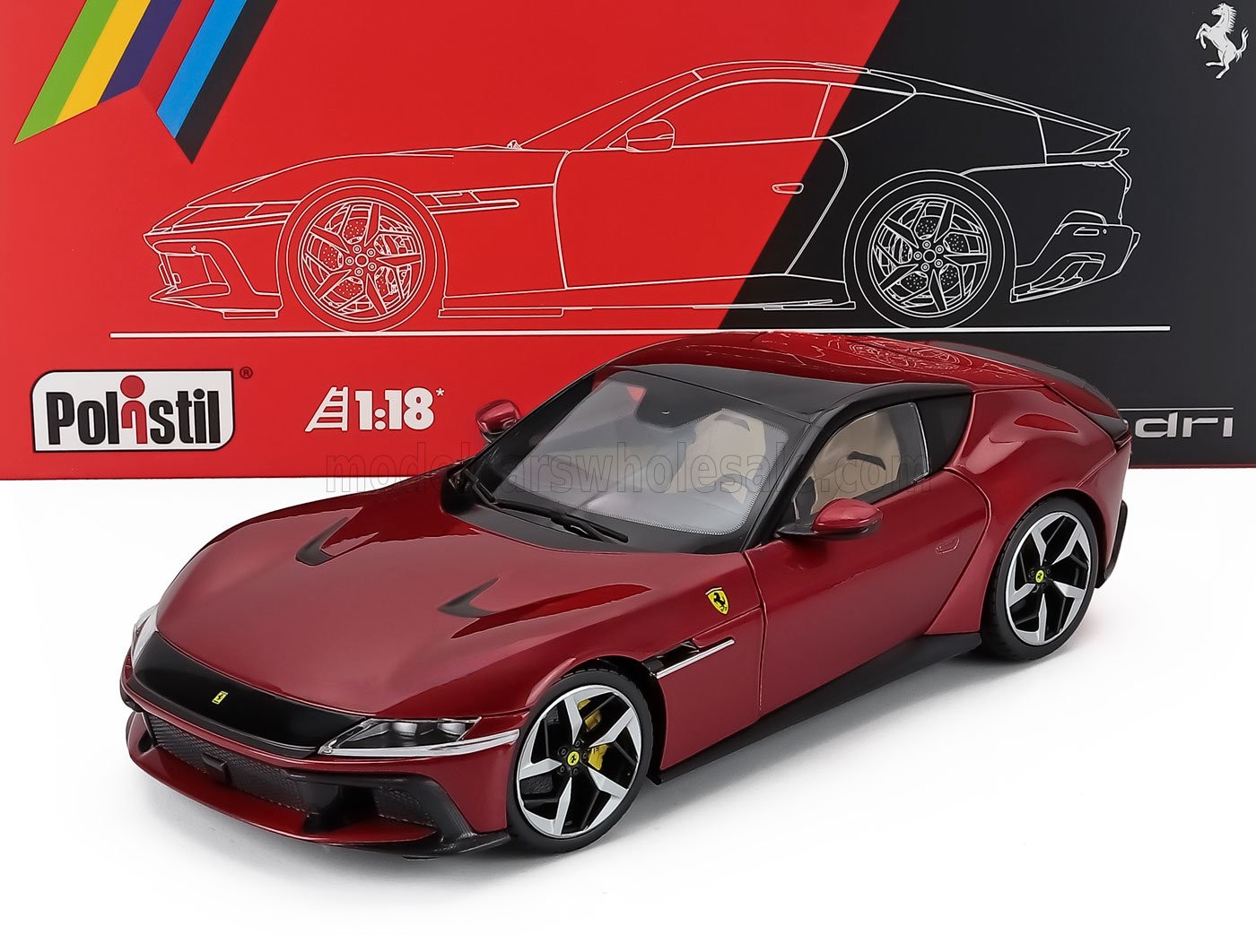 Polistil 1:18 Ferrari 12Cilindri 2024 Imola Red Metallic with Showcase (18FE0…