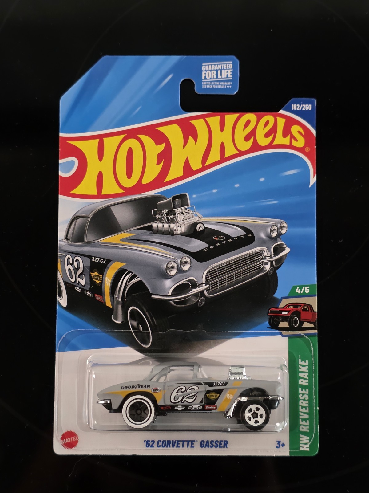 2025 Hot Wheels ’62 Corvette Gasser 182/250 Gray VHTF Variation WHITE 5SPK