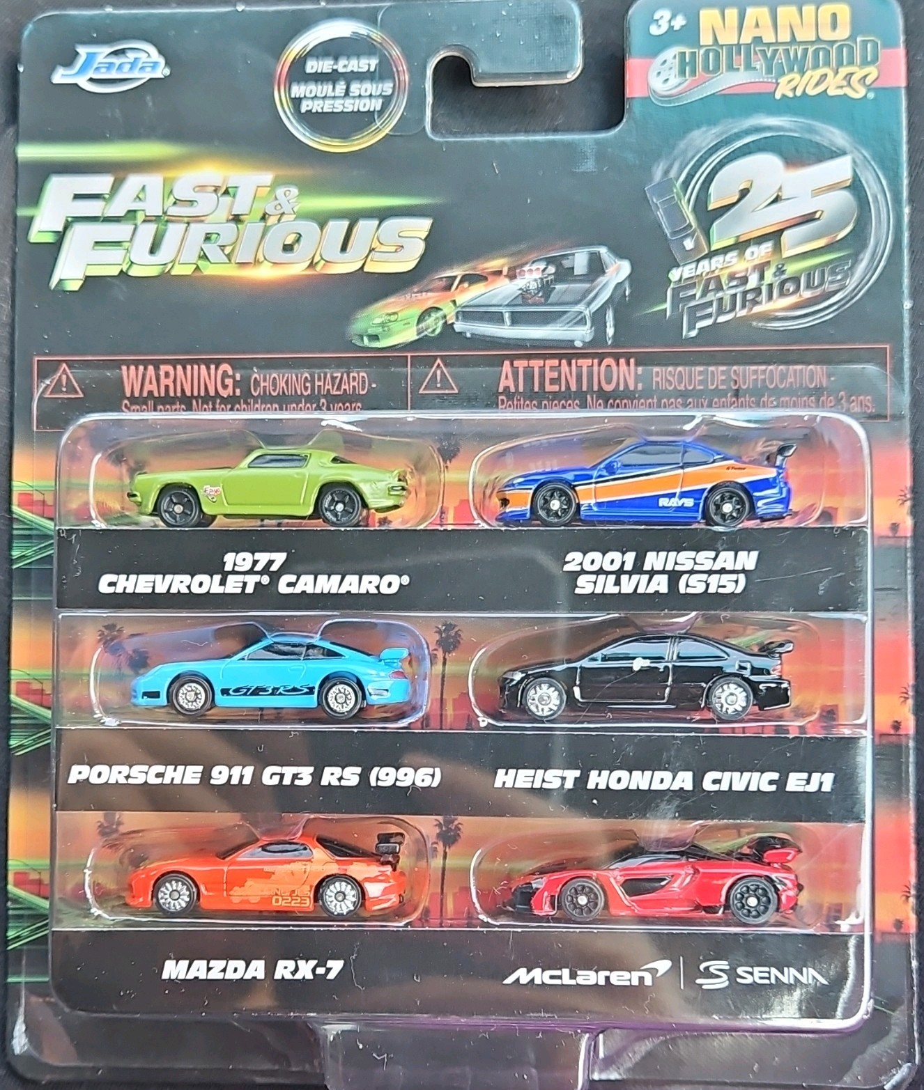 Fast & Furious 1.65″ Nano Hollywood Rides Collector’s Die-Cast Series Cars, 6ct