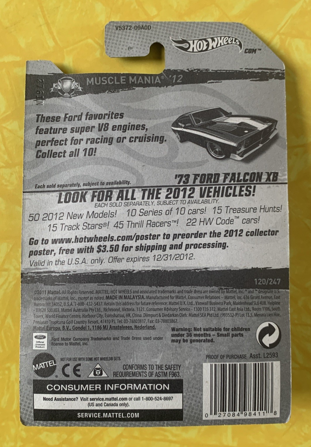 2012 Hot Wheels Super Treasure Hunt ’73 Ford Falcon XB w/ Protector