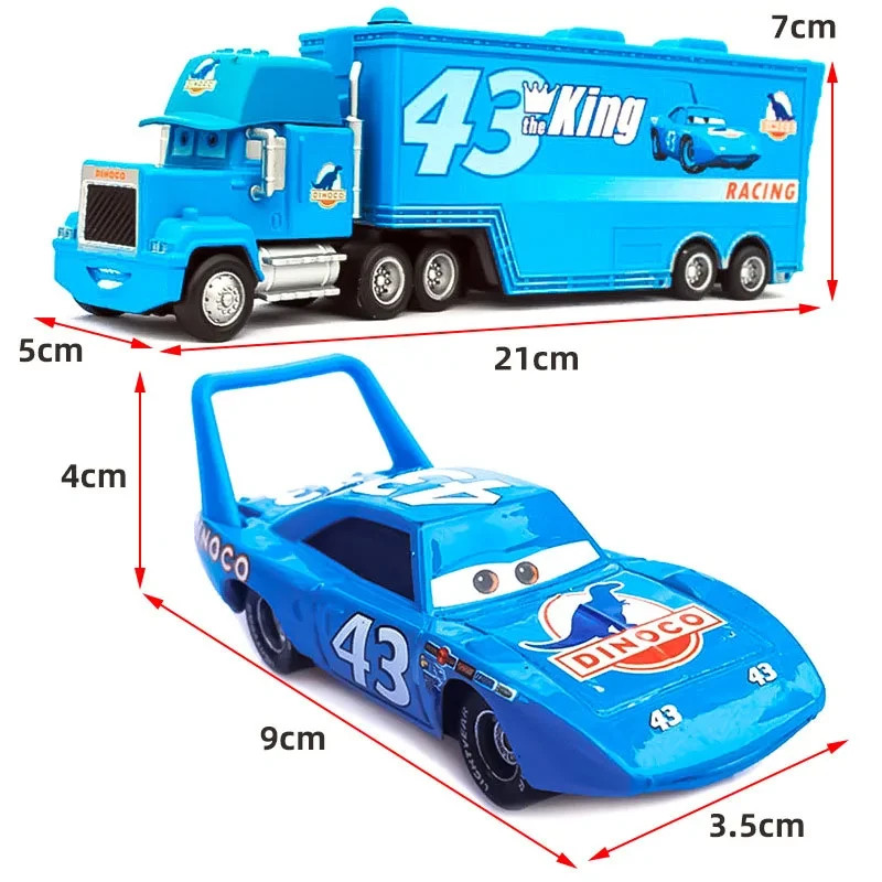 Disney Pixar Cars Dinoco The King No.43 Hauler Truck with Race Car 1:55 Diecast