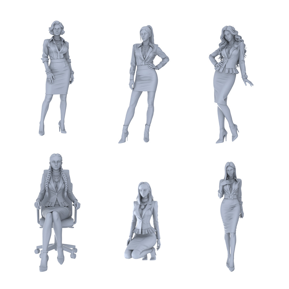 MRY-SFW 1/64/87 Modern Figure Female Executive Business Pose HO N Miniature