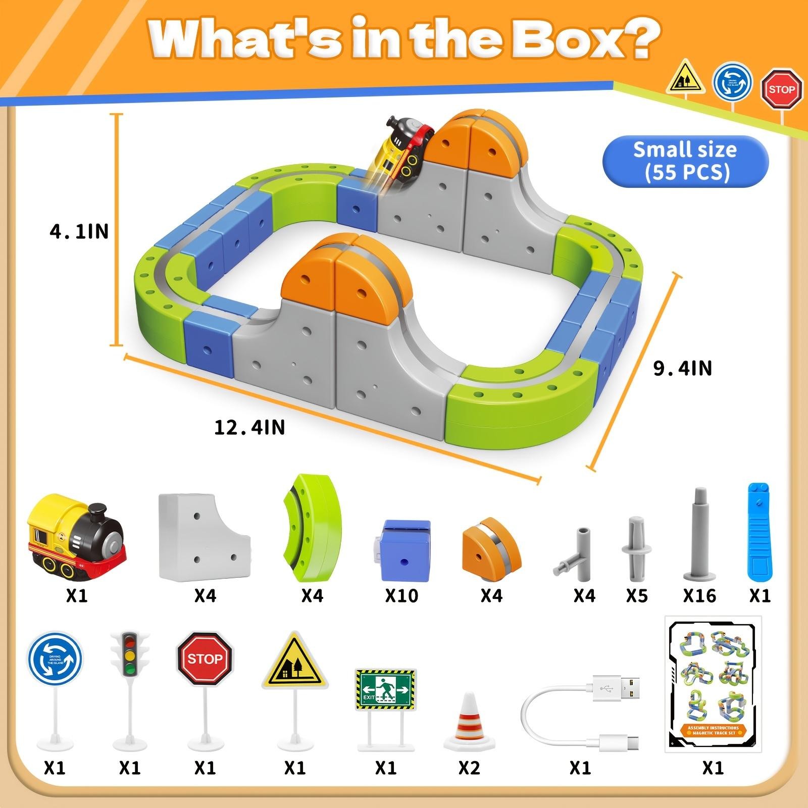 101Pcs DIY Buildable Train Track Set Rechargeable Electric Train Building Blocks