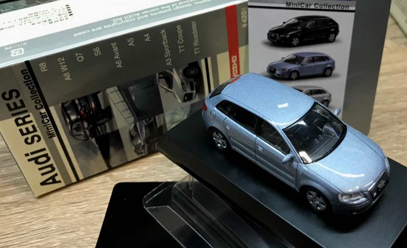 Kyosho 1/64 Audi A3 Sportback Light Blue New Ships From USA Free Shipping