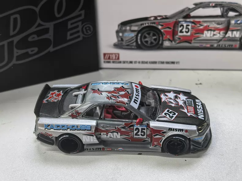 CHASE 1/64 Mini GT Kaido House Nissan Skyline R34 Star Racing V1 Raw Metal Car