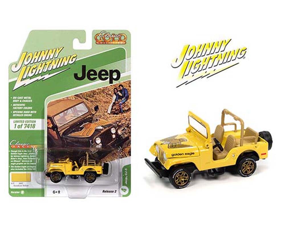 JOHNNY LIGHTNING CLASSIC GOLD 1:64 YELLOW JEEP CJ-5 EAGLE MODEL JLSP150B-4D