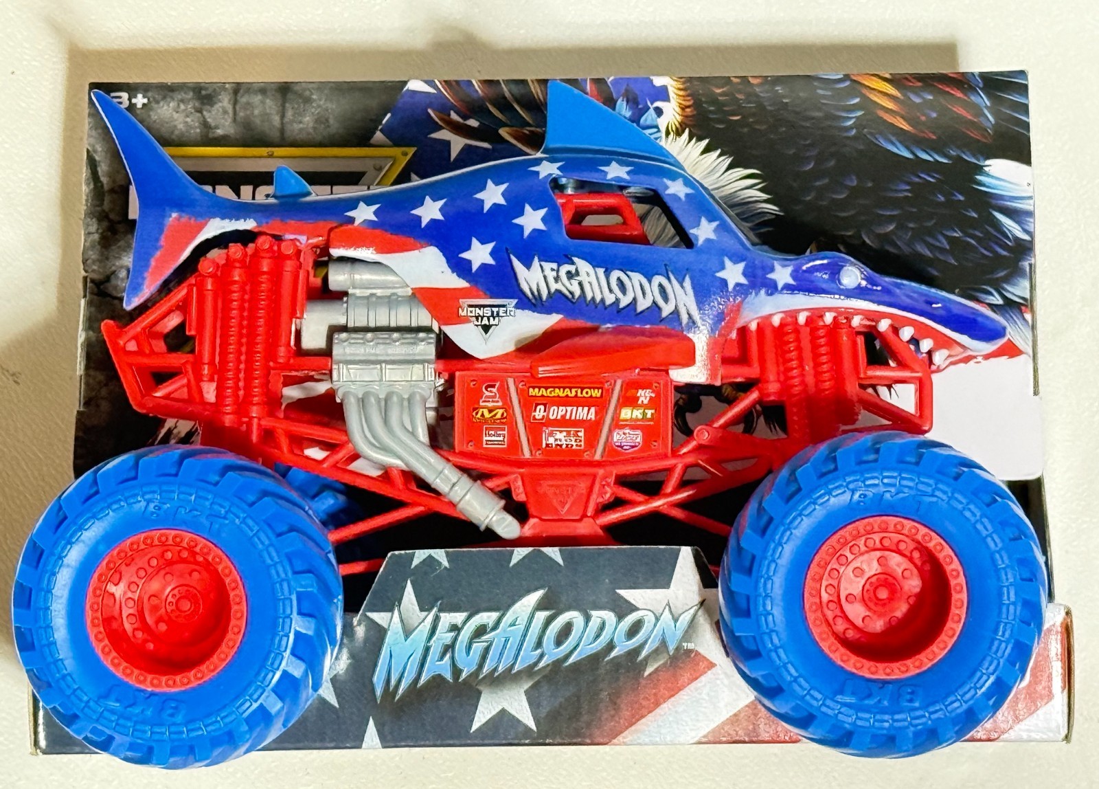 SPIN MASTER MONSTER JAM 1:24 STARS AND STRIPES MEGALODON NEW 🔥FREE SHIPPING🔥