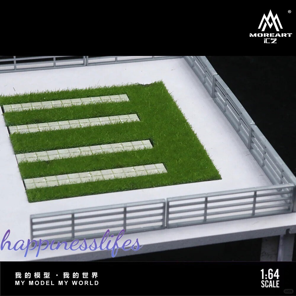 Diorama 1/64 Car Garage Model LED Sunroom Building Parking Lot Scene Model Gift