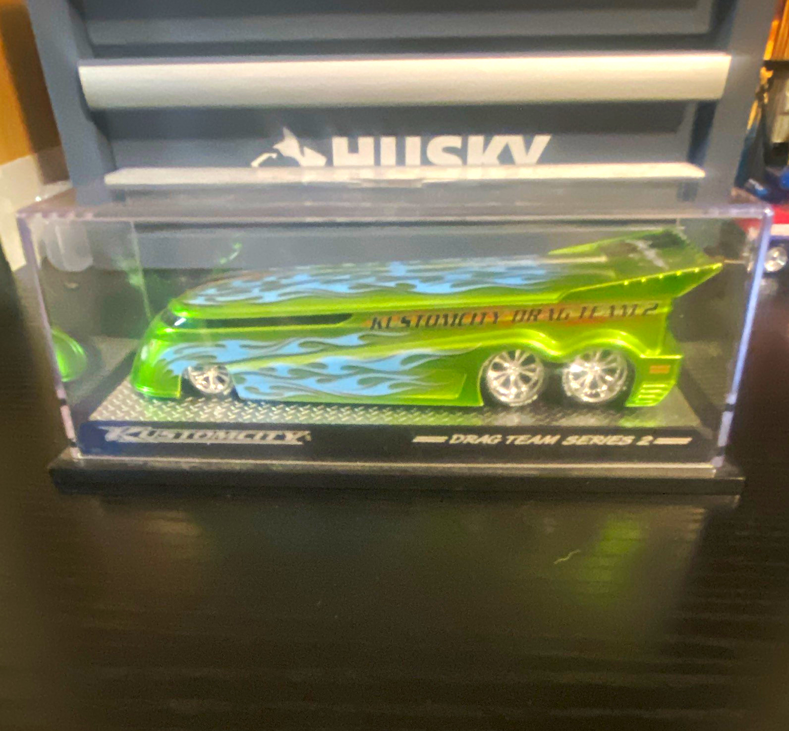 Kustomcity Drag Team Series 2 1:64 1964 Dragster Diecast Green/Blue w/ Case
