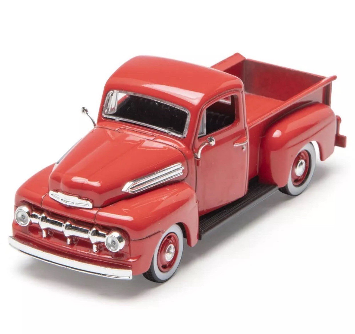 1951 FORD F-1 PICKUP RED W/ CHROME RIMS DIE CAST 1:48 O Scale Car Vehicle