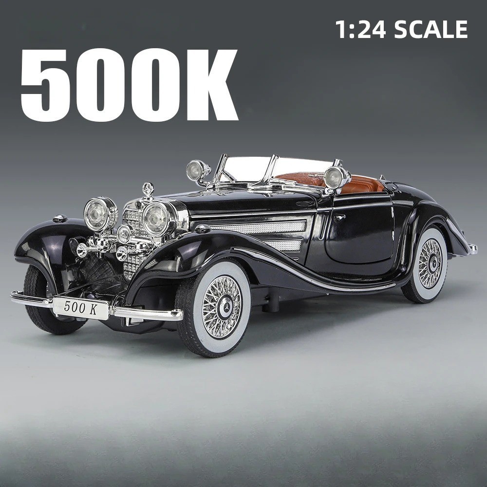 1:24 1936 Mercedes-Benz 500K Special Roadster Diecast Model Car Vintage Toy Gift