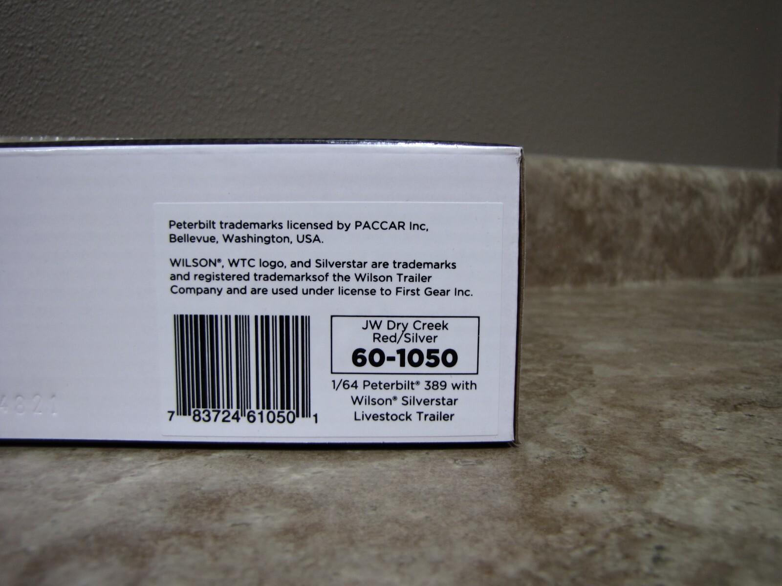 DCP 1/64 Dry Creek Red White Tri-Axle Peterbilt 389 Wilson Livestock 60-1050