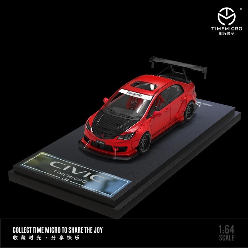 1:64 Time Micro Honda Civic Type R (FD2) Metallic Red TM645703 Diecast Model Car