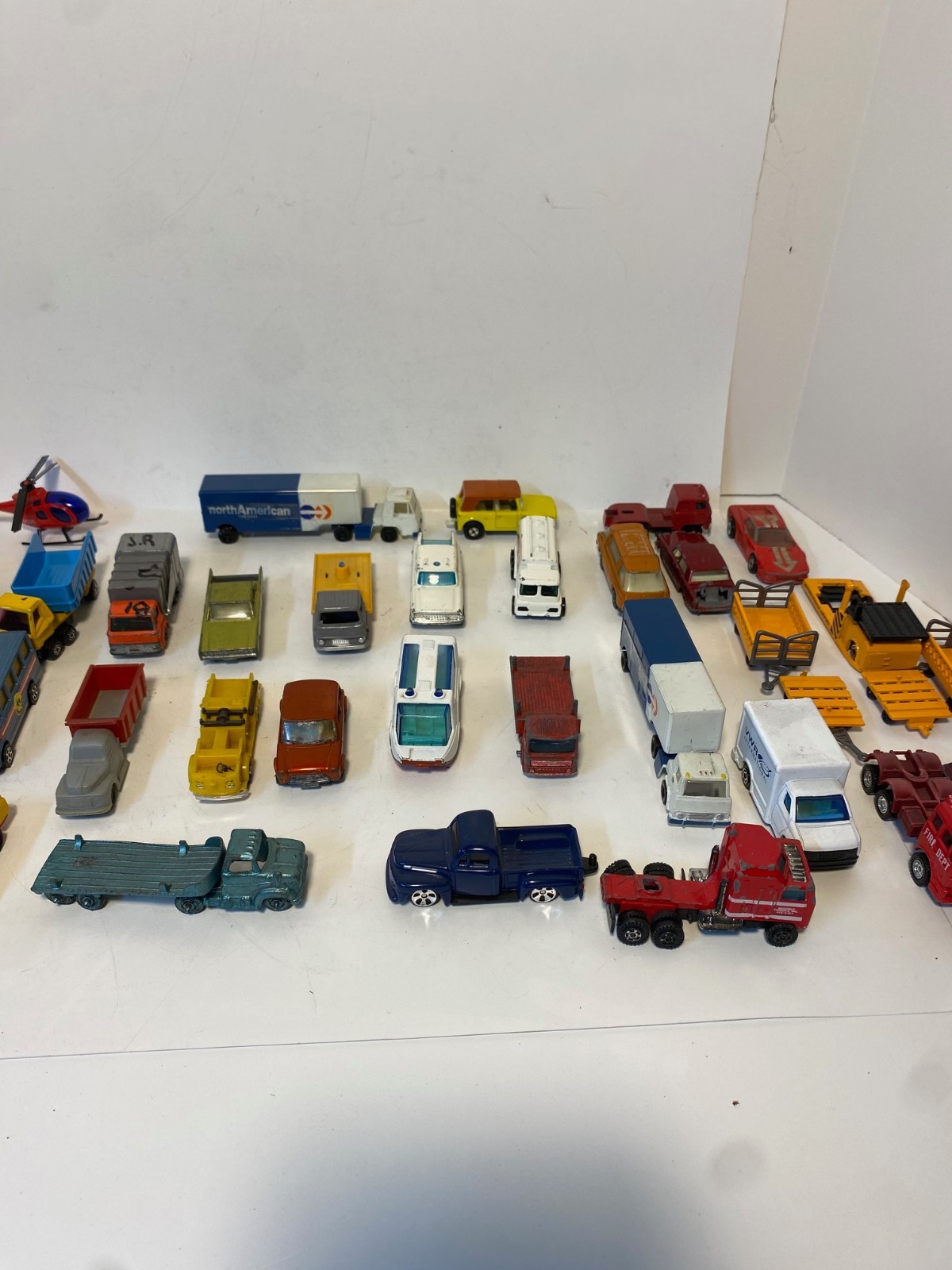 Lot of 185 Matchbox cars, trucks, and other equipment HO scale