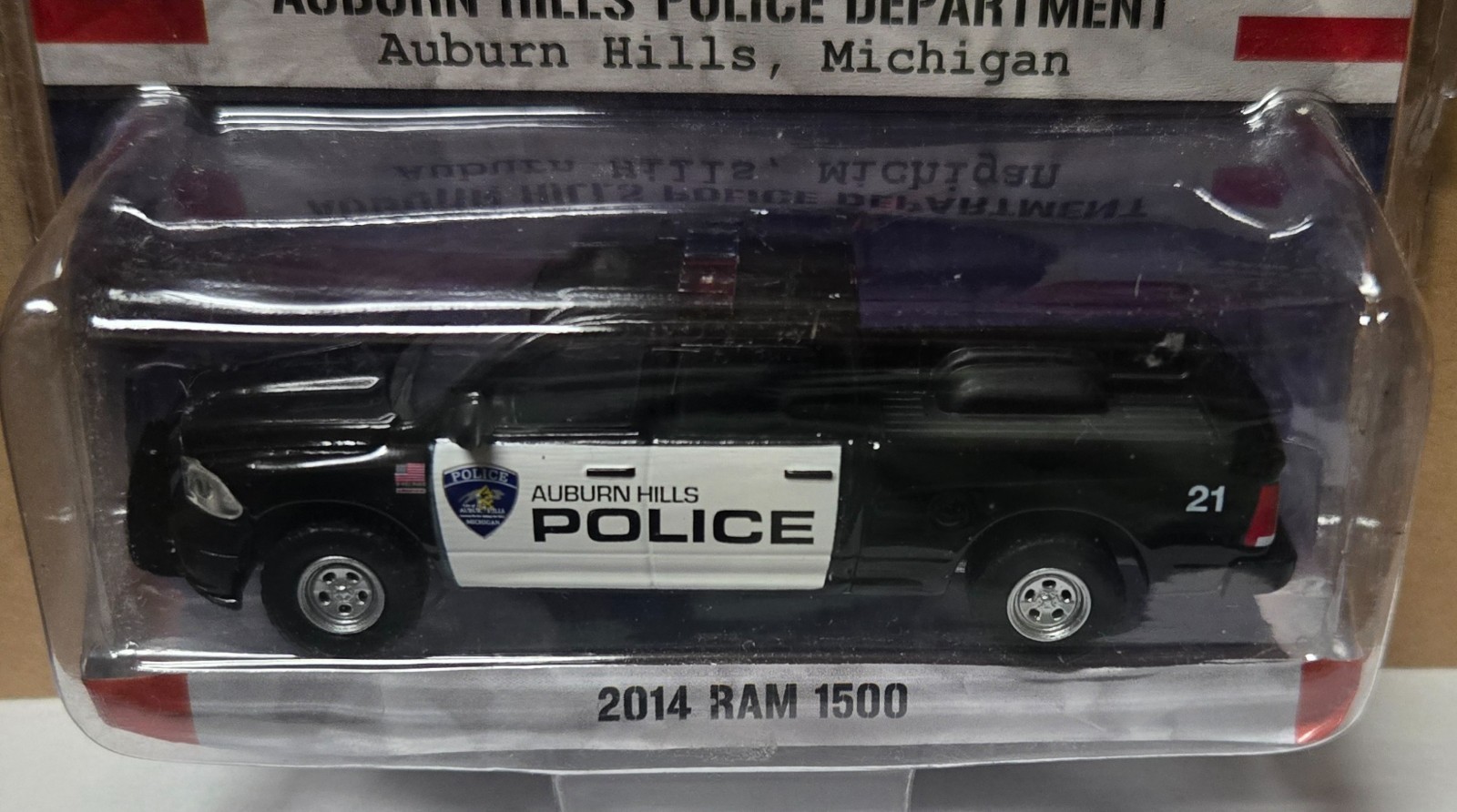 Greenlight 2014 Ram 1500 Pickup Auburn Hills MI Police Truck 1:64 Scale