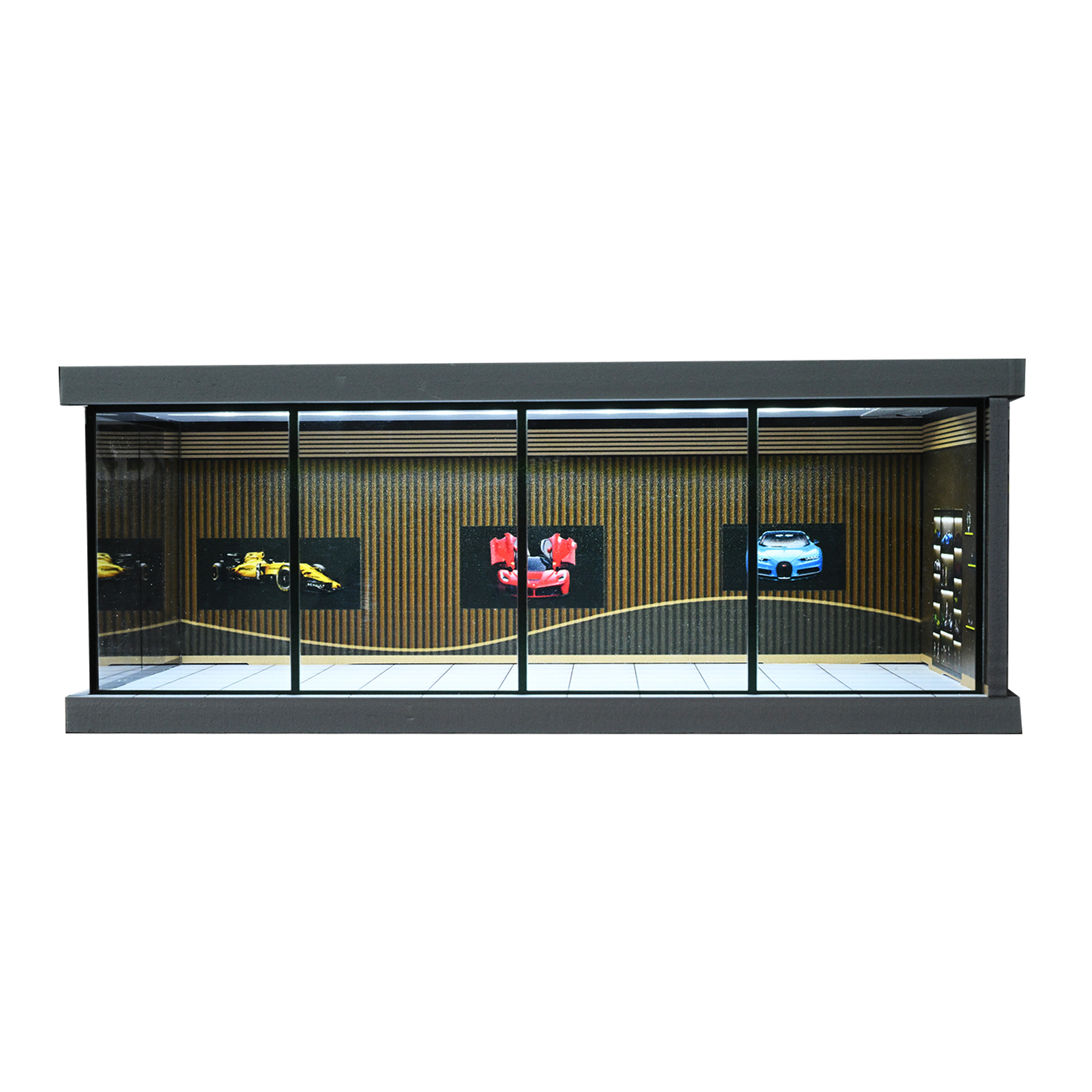 1:64 Diorama Car Garage Model LED Lighting Car Model Display Cabinet Scene Model