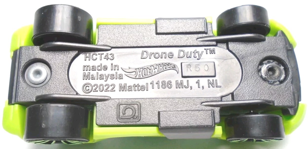 2022 HOT WHEELS DRONE DUTY GREEN 1:64 DIECAST 2 3/4″ CAR W WHITE – REMOVABLE TOP