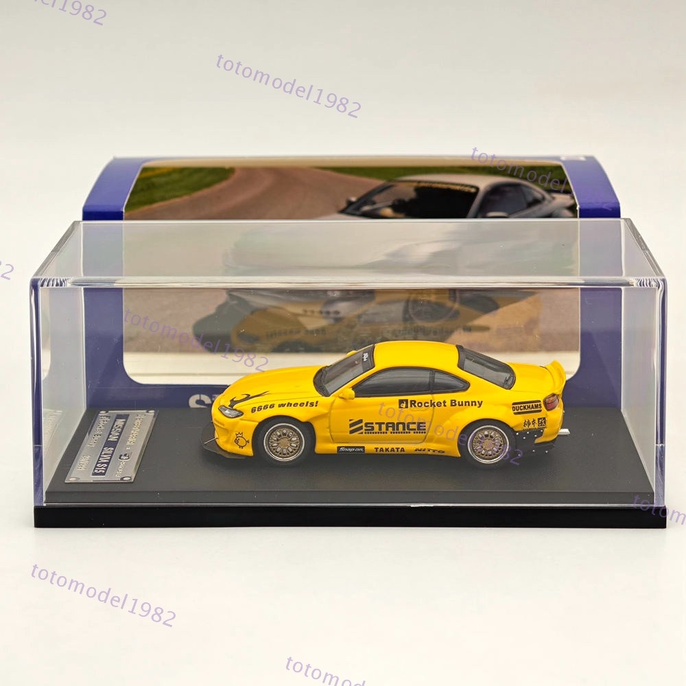 SW 1/64 Nissan Silvia S15 Pandem Rocket Bunny Yellow Diecast Model Car Limited