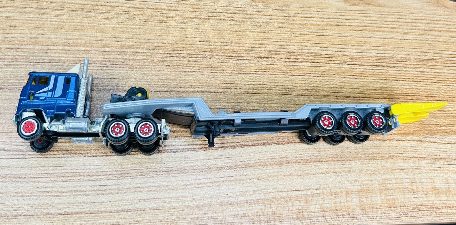 1980s Vintage Cabover Super Movers Majorette Semi Truck Tractor Trailer Low Boy