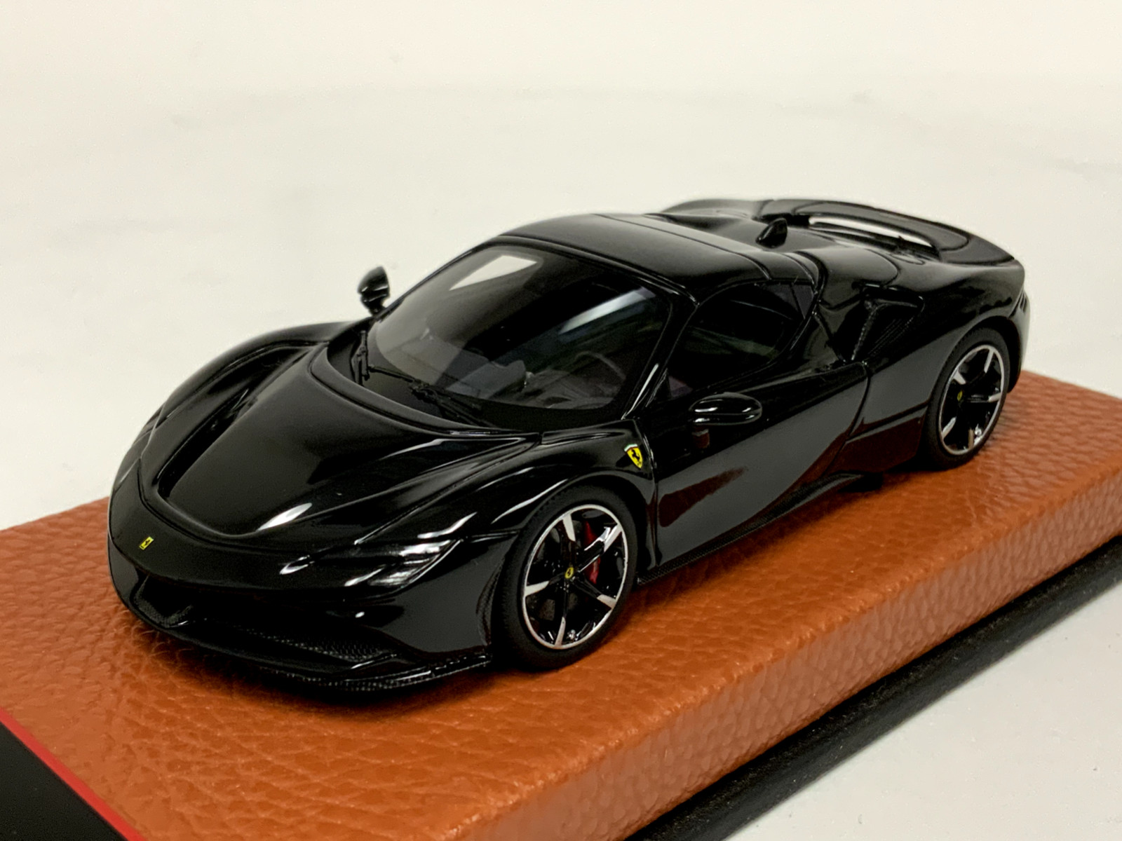 1/43 BBR Ferrari SF90 Spider Closed top Black Tan Leather Base BBRC249E. 36 pcs