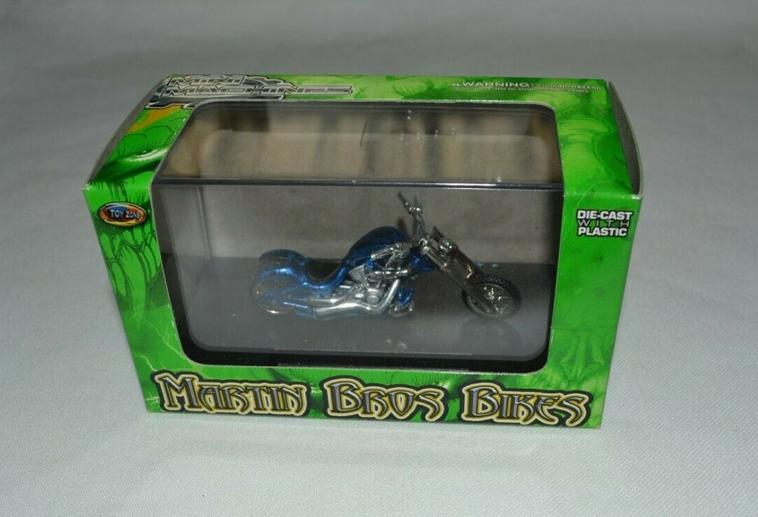 TOY ZONE MINI MACHINES MARTIN BROS. BIKES ROYAL BLUE AND BLACK