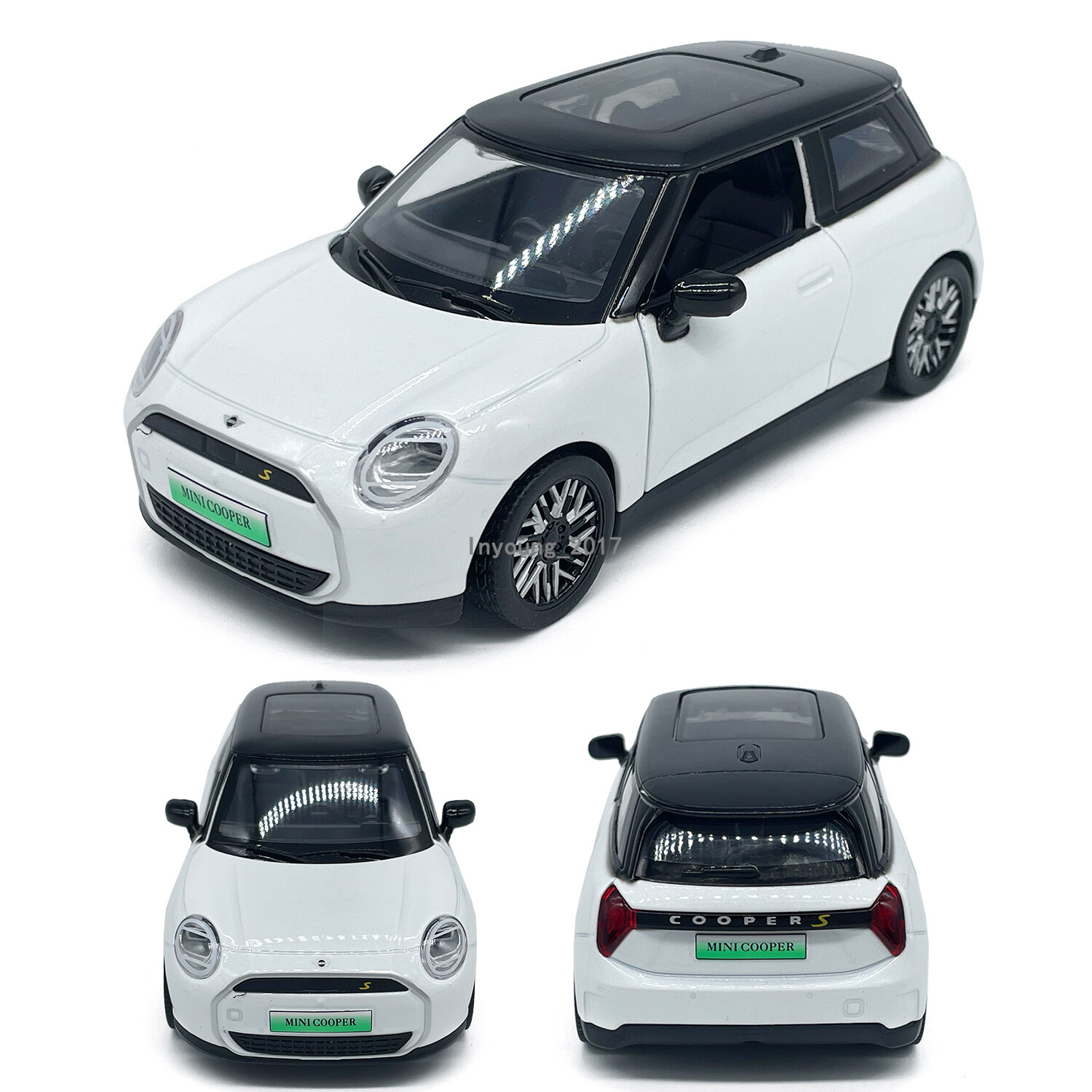1/28 Mini Cooper Model Car Diecast Toy Vehicle 2 Doors Open Pull Back White