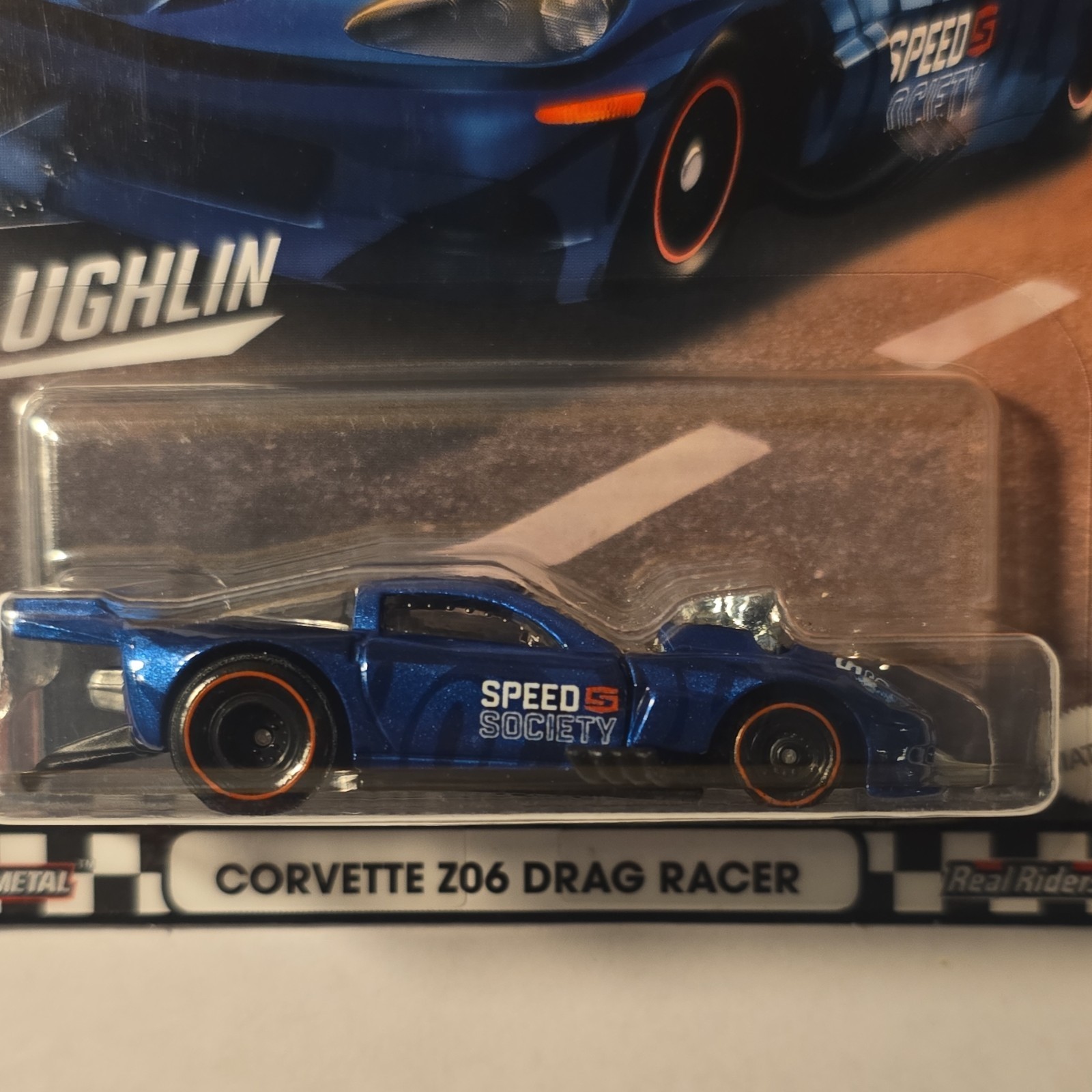 Hot Wheels Boulevard Corvette Z06 Drag Racer Chevrolet Blue Real Riders Metal