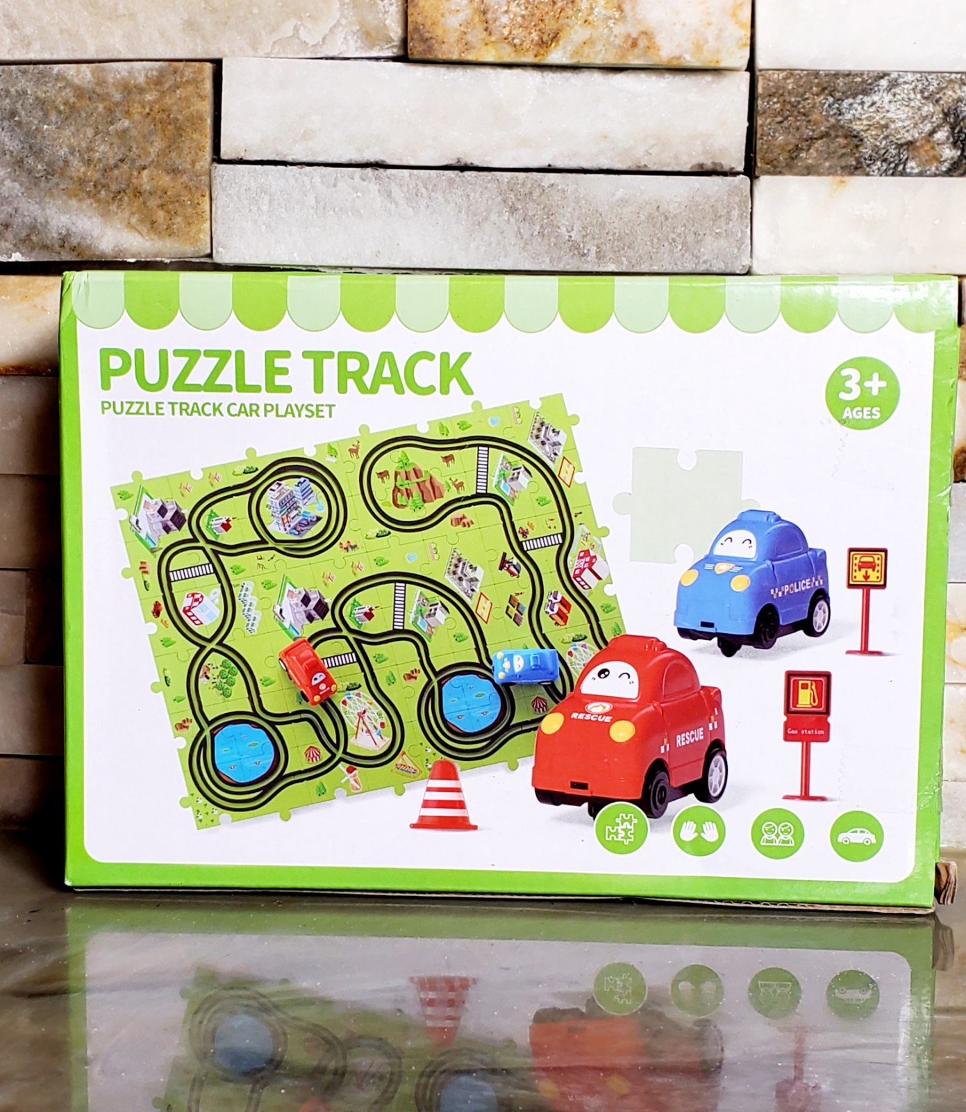 48PCS Puzzle Race Track Car Set for Kids Boy & Girl Floor Puzzle Tracks Car Toys