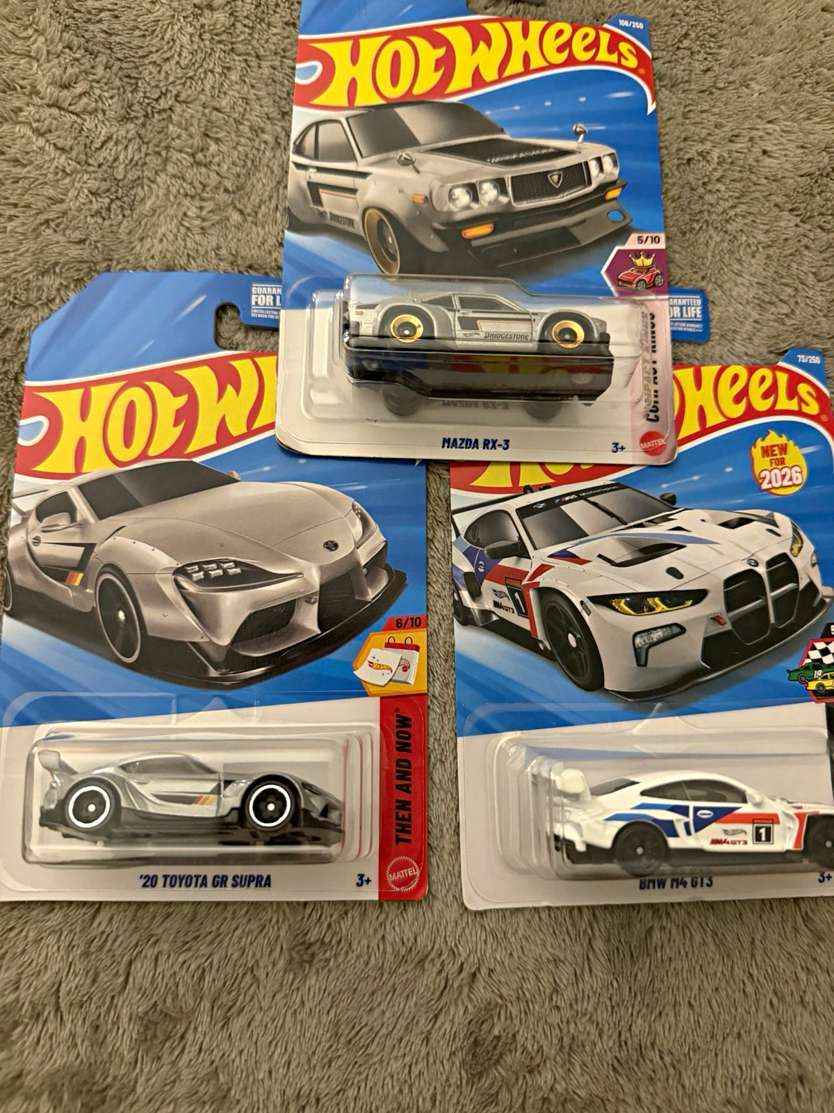 Hot Wheels Lot of 3 ’20 Toyota GR Supra BMW M4 GT3 Mazda RX-3 1:64 Sealed