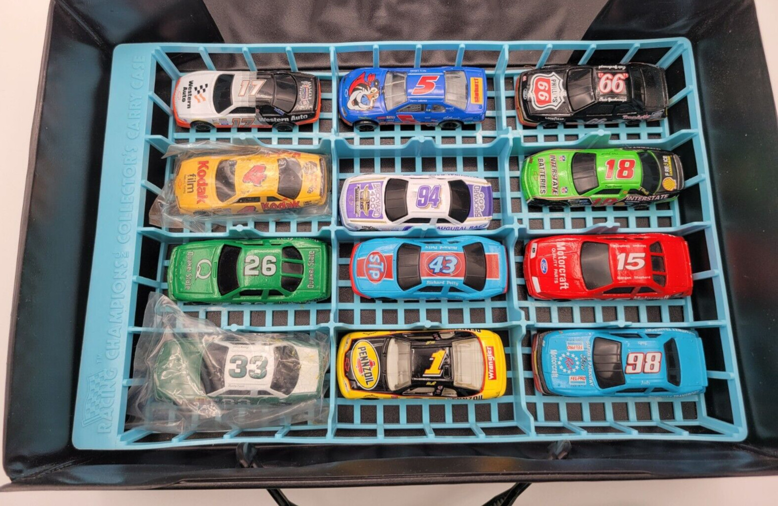 1990 Racing Champions NASCAR Stock Car Collectors Case With 24 Cars And Cards