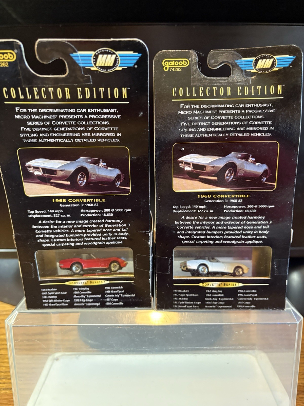 2-Micro Machines Corvettes Series 1 ‘68 Convertibles W/Removable Top NIP RARE M2