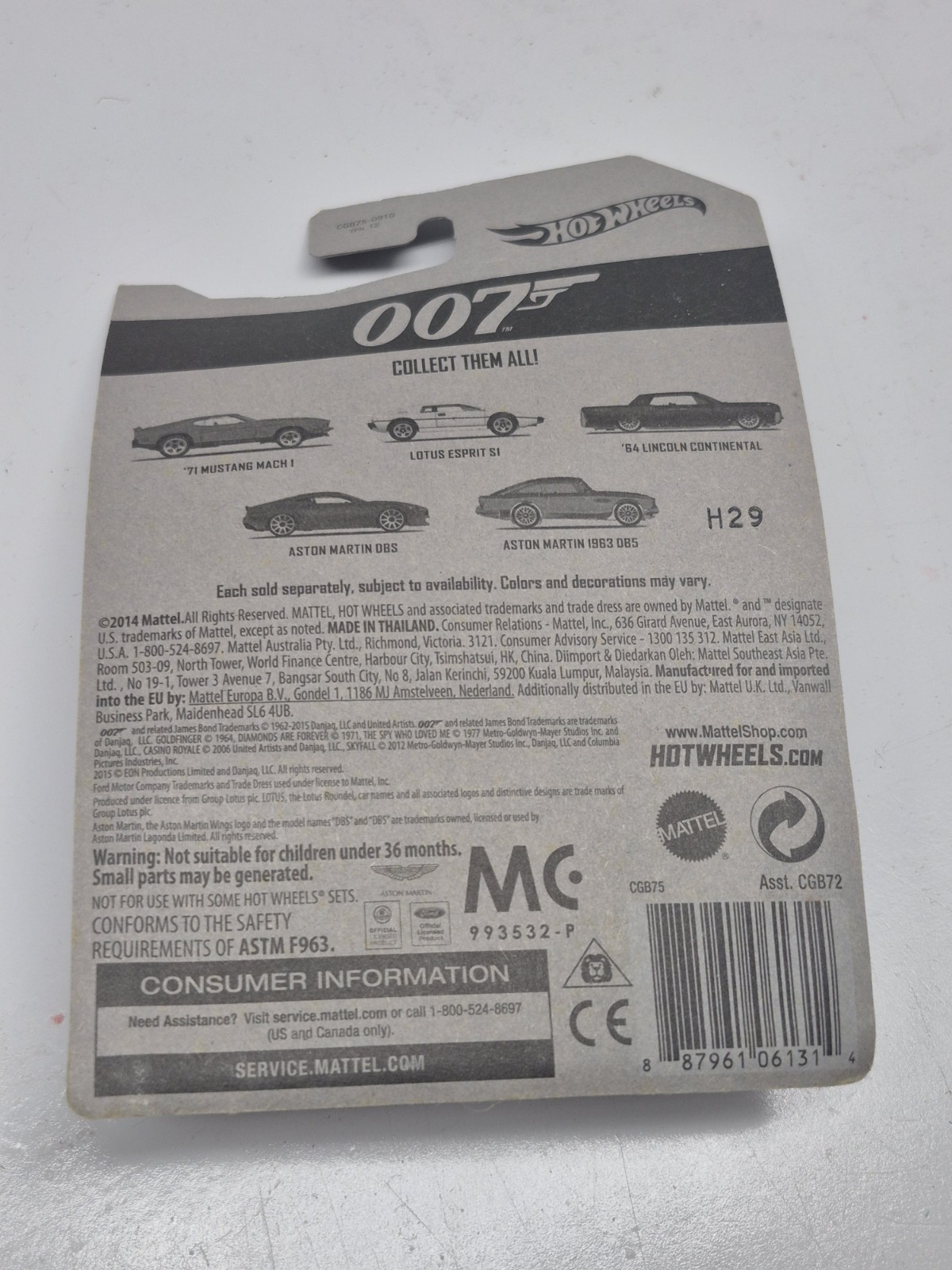 Hot Wheels 007 Goldfinger ’64 Lincoln Continental – 1:64 Diecast Car New