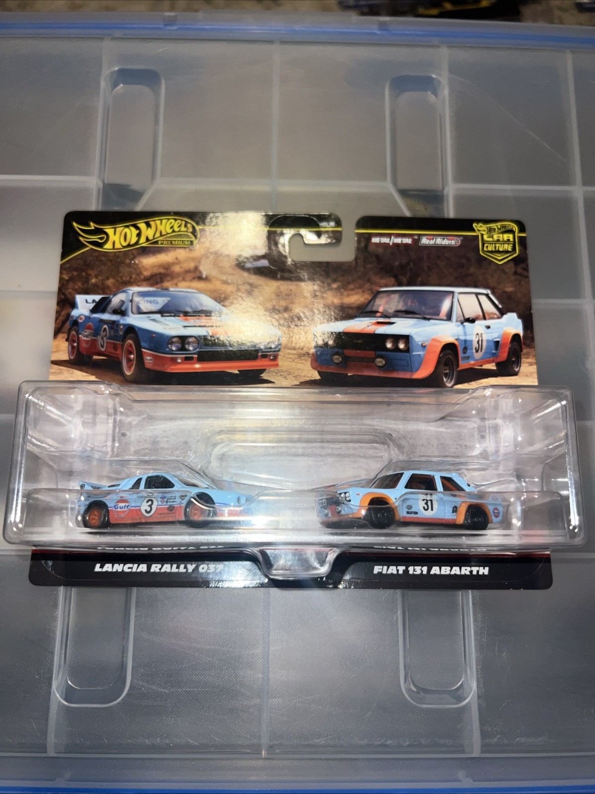 Hot Wheels Premium Car Culture 2 Pack Gulf Lancia Rally 037 & Fiat 131 Abarth!!!