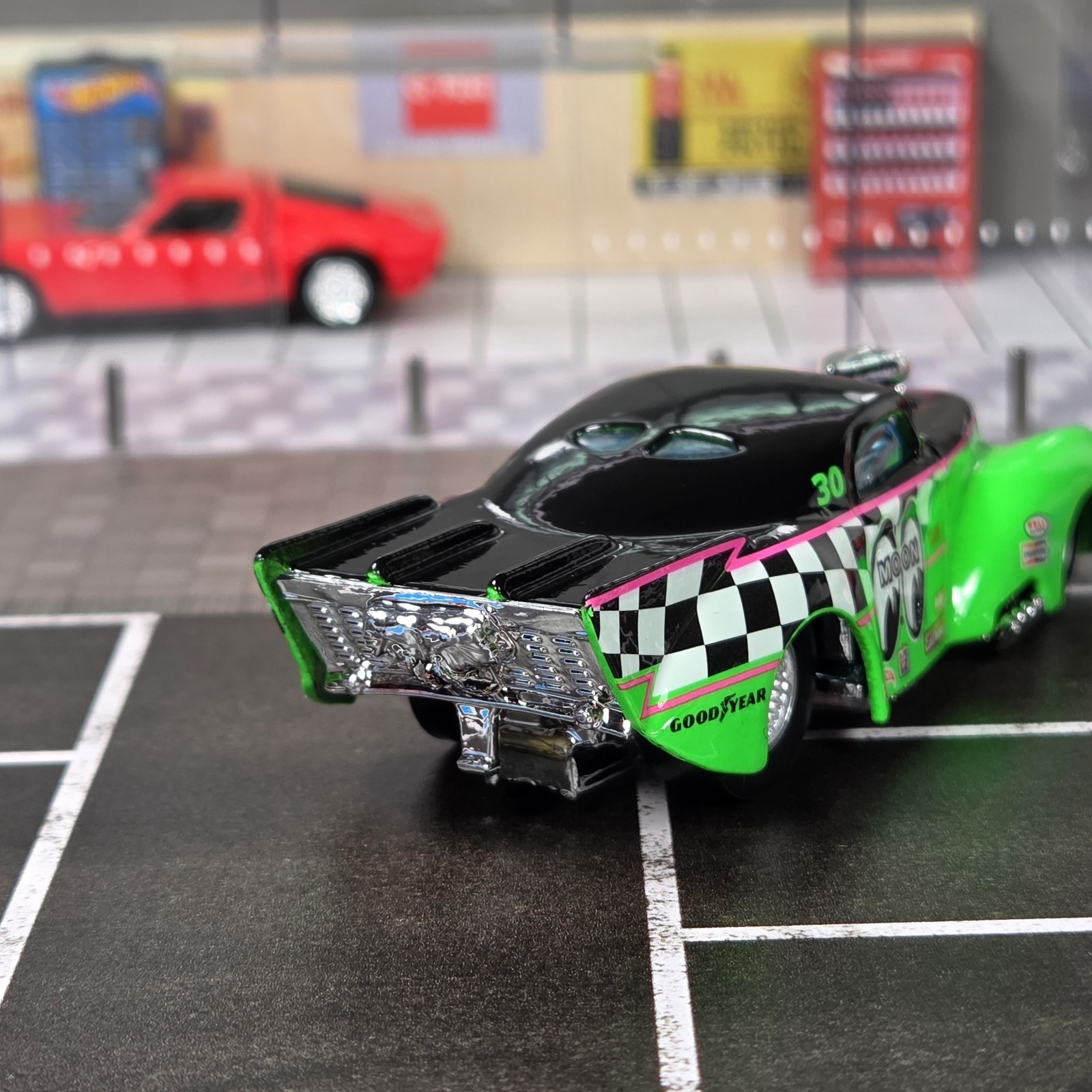 1/64 Hot Wheels Mooneyes 1941 Pro Mod Willys Coupe Drag Car 41 Real Riders Green