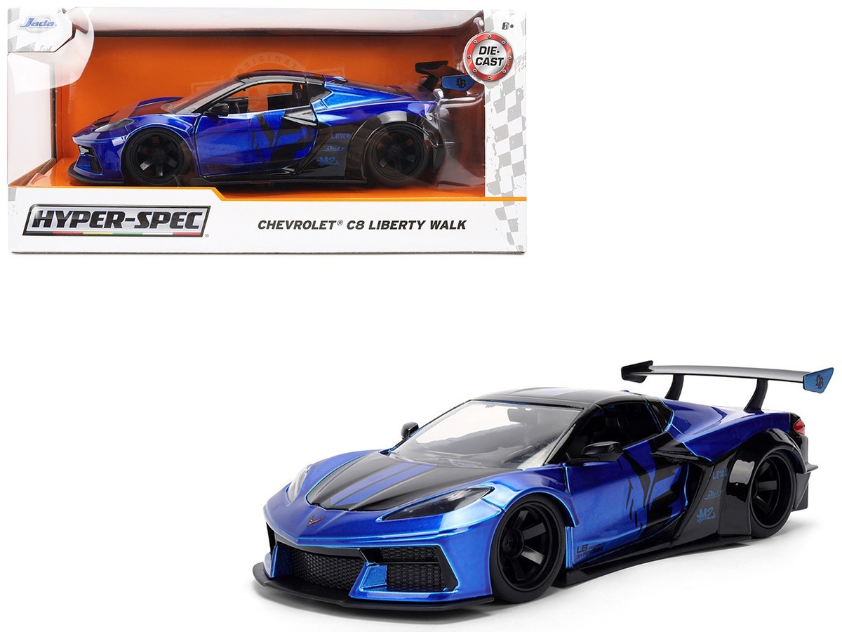 JADA HYPER SPEC CHEVROLET CORVETTE C8 LIBERTY WALK LBWK 1/24 BLACK / BLUE 36496