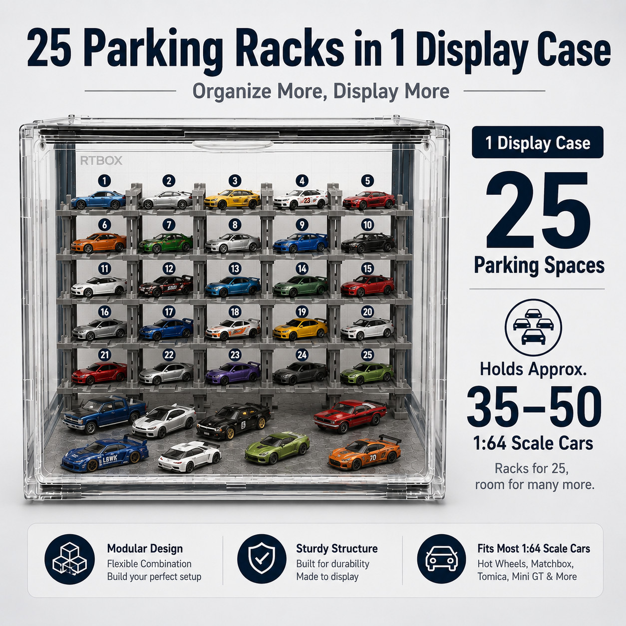 Share Deluxe Display Combo Set 1:64 Diecast Car Parking Rack Case 10 Vehicles