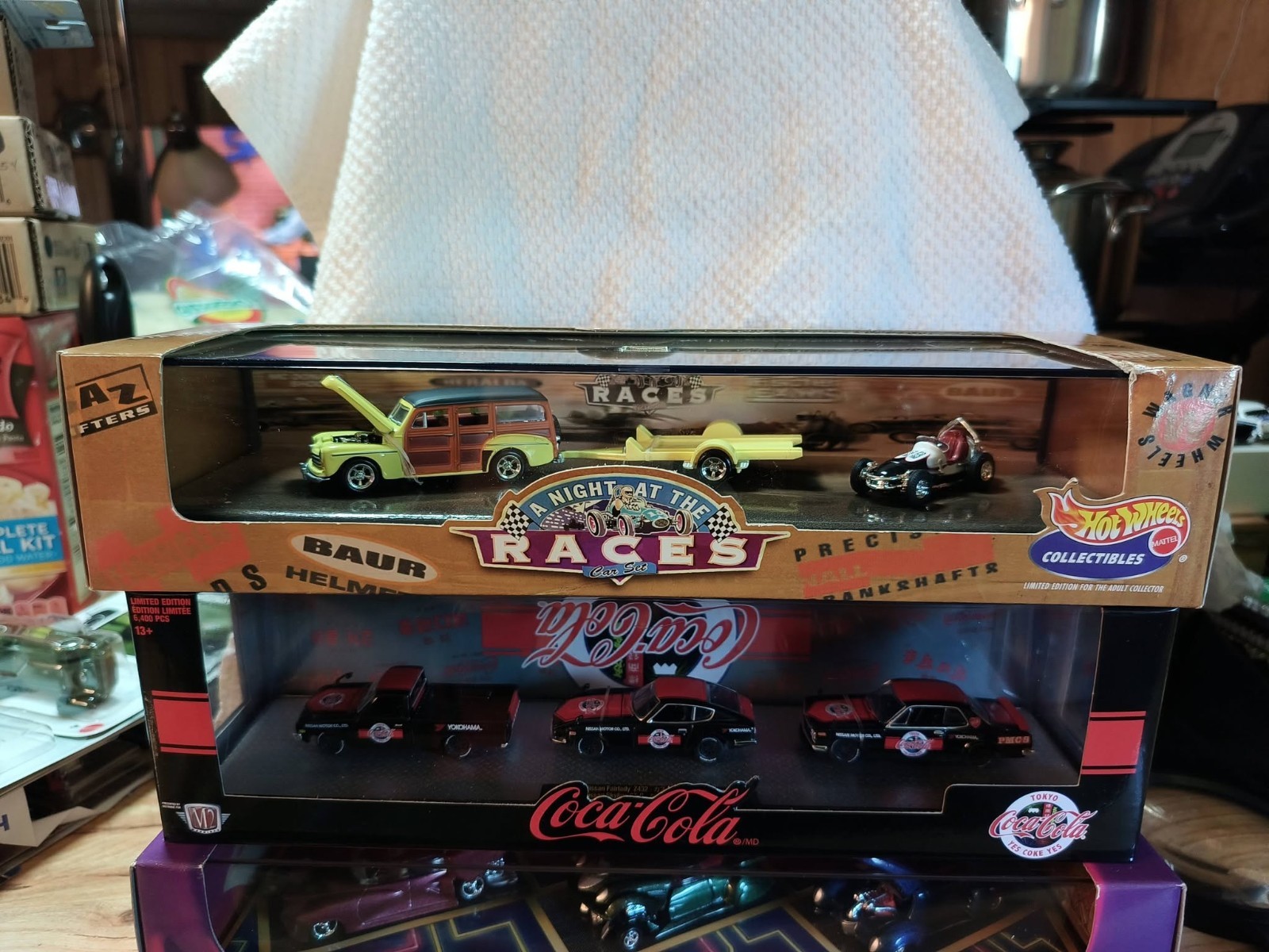 Hot Wheels A Night at the Races ’48 Woodie and 60’s Sprint Car. First Run Tool!